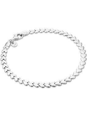 Elegant 925 Sterling Silver Heart Link Tennis Bracelet for Women, Italian Design